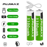 Fujimax baterai Lithium-ion tipe c, pengisian daya Cepat 1.5v baterai isi ulang AA 440mah 1.5V USB C baterai Lithium untuk rumah