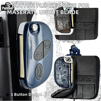 Boîtier de clé de voiture télécommande à 3 boutons pour Maserati Gran Turismo Quattroporte, coque de remplacement noire en ABS avec lame non taillée 001 3