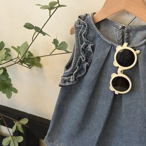 Ensemble deux pièces en jean sans manches style coréen pour petites filles, tenue d'été pour tous les jours - Product Image 4