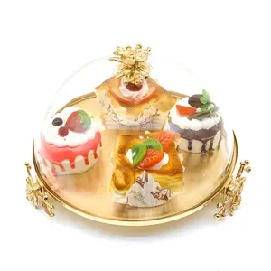 Роскошная тарелка для торта в арабском стиле нового дизайна, золотая металлическая железная тарелка для конфет, поднос для фруктовых закусок с крышкой для вечеринки