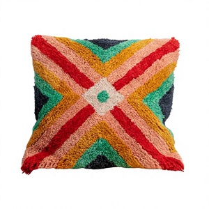 Tufted Boho Cushion Cover By <b>Indian</b> Textiles H/L Handwoven Decorative <b>Throw</b> Pillow Luxury Boho Pillow Cover - Product Image 1