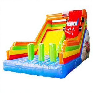 Château gonflable commercial extérieur en PVC écologique avec toboggan et mur d'escalade, thème <span class=keywords><strong>voiture</strong></span> de dessin animé, 5m*8m, pour <span class=keywords><strong>location</strong></span> - Product Image 1