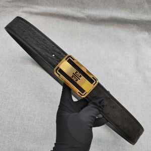 Cinturón Formal de Lujo para Hombre con Hebilla de Aleación de Acero, Cuero de Avestruz, Transpirable, Duradero, 3.8CM de Ancho - Product Image 6