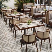 Moderne minimalistische Design-Restaurant-Essgruppen: Halbrunde Holzbank-Sofas für Teehäuser und Hot-Pot-Restaurants