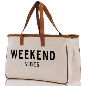 Новая дизайнерская пляжная сумка-тоут из хлопка и кожи с индивидуальным логотипом, большой вместимости, с возможностью персонализации и инициалами - Product Image 1