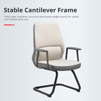 Fauteuil de conférence moderne à dossier mi-haut en similicuir PU, fauteuil de bureau réglable avec support confortable et cadre en bois à mouvement oscillant