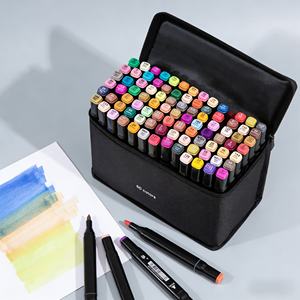 Ensemble de marqueurs à alcool à double pointe, 24 à 100 couleurs |   Pointes larges et fines avec étui de transport portable pour artistes, étudiants et illustration - Product Image 1