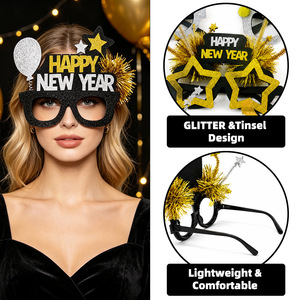 Gafas de Lentejuelas Negras y Doradas de Feliz Año Nuevo 2027, Recuerdos para Fiestas, Accesorios para Cabina de Fotos, Decoraciones para la Celebración de Nochevieja, Artículos Promocionales - Product Image 2