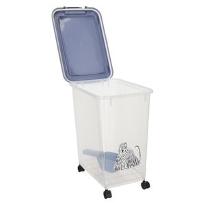 Conteneur de stockage hermétique pour aliments pour animaux de compagnie (chats et chiens) de 30 litres, à ouverture à une main, avec pelle et roues H519 - Product Image 6
