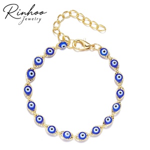 Bracelet œil bleu <span class=keywords><strong>turc</strong></span> porte-bonheur pour femme, chaîne de perles en résine réglable, cadeau de bijoux pour fête d'anniversaire - Product Image 1