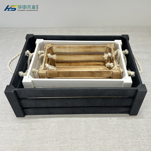 Boîtes de rangement en bois écologiques modernes en gros avec corde rustique, boîtes de rangement pour fruits pratiques, prix abordables - Product Image 3