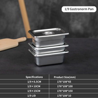 JJD 1/9 150MM Bac Gastronorme en Acier Inoxydable GN, Conteneur pour Crème Glacée, Plat de Service Buffet en Métal de Qualité Alimentaire, Chauffe-Plats Commercial