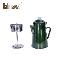 Cafetière en émail de 2,1 L avec filtre en acier inoxydable, bouilloire à café pour le camping, pour la préparation de café en extérieur et à la maison