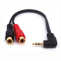 90 degrés à Angle Droit 3.5mm (Mini) 1/8 "TRS Stéréo Mâle à Double Femelle Prise RCA Câble Adaptateur