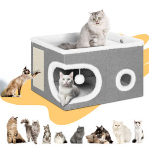 Diseño plegable fácil, estructura resistente a los arañazos, uso en interiores, muebles para mascotas, configuración de juguete colgante, cama suave para casa de gato de descanso - Product Image 1