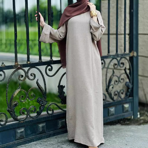 Robe automne hiver pour femmes musulmanes vêtements abaya en lin élégants de Dubaï Turquie - Product Image 5