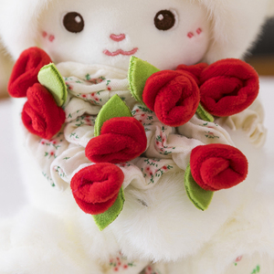 Peluche di Agnello Bianco Carino con Bouquet di Rose Viola, Morbido Pupazzo Imbottito per Bambini, Regalo di Compleanno per Fidanzata, Decorazione - Product Image 3