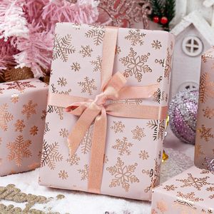 Pink Rose Gold Snowflake Gift <b>Wrapping</b> <b>Paper</b> 17 In X 32.8 Ft Eco Friendly Christmas Craft Packaging - Product Image 5