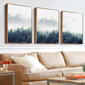 Arte de pared abstracto moderno lienzo de 3 piezas arte de pared paisaje de bosque denso pinturas de naturaleza muerta para la decoración del hogar de la sala de estar - Product Image 2