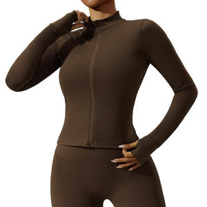 <span class=keywords><strong>Lulu</strong></span> femmes fermeture éclair serré à manches longues Fitness sport haut veste respirant nuage sens course manteau avant grande taille Yoga costume - Product Image 5