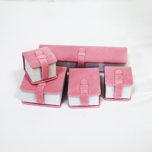 Custom logo Jewelry Box Packaging pink Color in a Book Shape Velvet <b>Ring</b> Pendant Necklace Jewelry Box - Product Image 5
