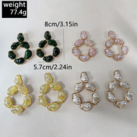 Pendientes Grandes de Perlas y Turquesa para Mujer, Diseño Exagerado, Estilo Retro, Lujosos, Huecos, Punk, Marca Kaimei 2027