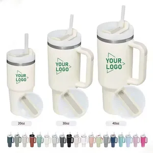 Amazons sıcak satış 2024 Quencher Tumbler 40 oz grip bölümü yalıtımlı seyahat kahve kupa 30 oz Tumbler kupası 40 oz kolu logosu ile