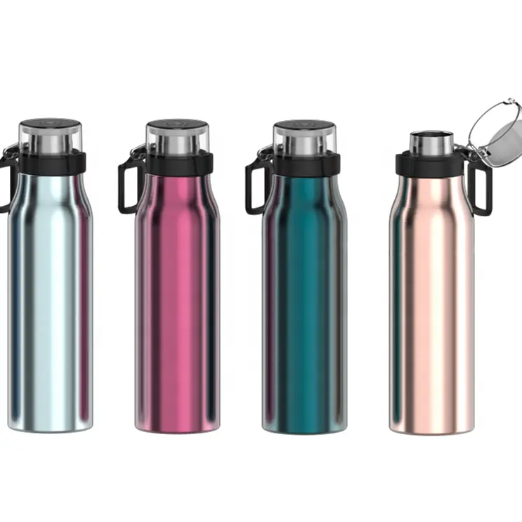 Hot Product Travel double wall insulated stainless steel/plastic Portable Flip Top Water Bottle