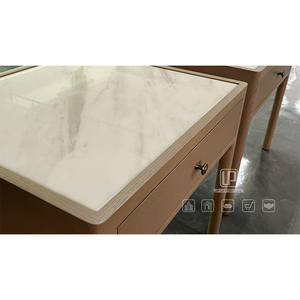 Factory Wholesale Price Retro Wood Nightstand Furniture <b>White</b> Marble Top Square Nightstands With Drawers Retro Wood Nightstand - Product Image 4