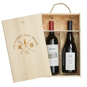 Cajas de madera para botellas de vino, Logo personalizado, precio bajo, embalaje al por mayor