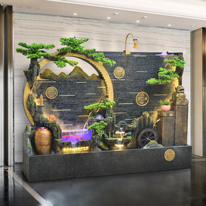 Fontaine d'eau sur pied de style chinois avec éclairage et cascade pour la décoration d'hôtel ou de maison - Product Image 4