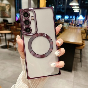 With Camera <b>Lens</b> <b>Protector</b> for Samsung S24 S23 S22 S21FE ULtra Plus Electroplated Phone case Transparent Magnetic Suction - Product Image 2