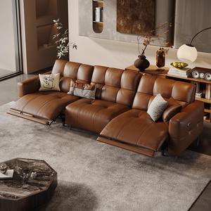 أريكة استرخاء فاخرة بتصميم فرنسي عتيق لعام 2026، مصنوعة من الجلد الطبيعي الفاخر مع مسند قدم قابل للتمديد، أريكة استرخاء مريحة - Product Image 1