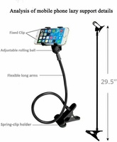 Support universel flexible pour téléphone portable avec pince pour lit, bureau, table - emballage en vrac