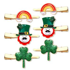 WOWEI Pinces à cheveux vertes Chapeaux de lutin Shamrock mignons Barrette à cheveux arc-en-ciel Accessoires de déguisement pour fêtes irlandaises - Product Image 5