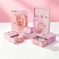 Boîte de rangement de bijoux romantique en gros avec couvercle et base, style Instagram, pour la Saint-Valentin, pour bagues, clous d'oreilles et boucles d'oreilles, boîte d'emballage rose