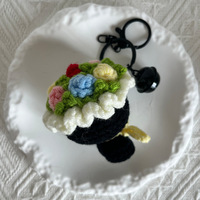 Nouvel Arrivage : Porte-clés Bouquet de Fleurs au Crochet Fait Main, Breloque de Sac, Poupée Amigurumi Mignonne, Jouet Rose en Peluche Tricotée, Pendentif Décoratif