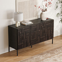 Buffet en bois massif sculpté vintage belge, style Wabi-Sabi du milieu du siècle, meuble de rangement pour entrée d'hôtel et d'hébergement touristique