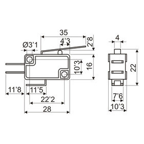 Microinterruttore con leva da 35 mm, di precisione, a basso consumo, ideale per circuiti elettrici e automazione - Product Image 2