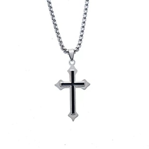 Nouveau Titane Acier Cain Pendentif Personnalité Hip Hop Avec Accessoires Croix Couple Collier - Product Image 1