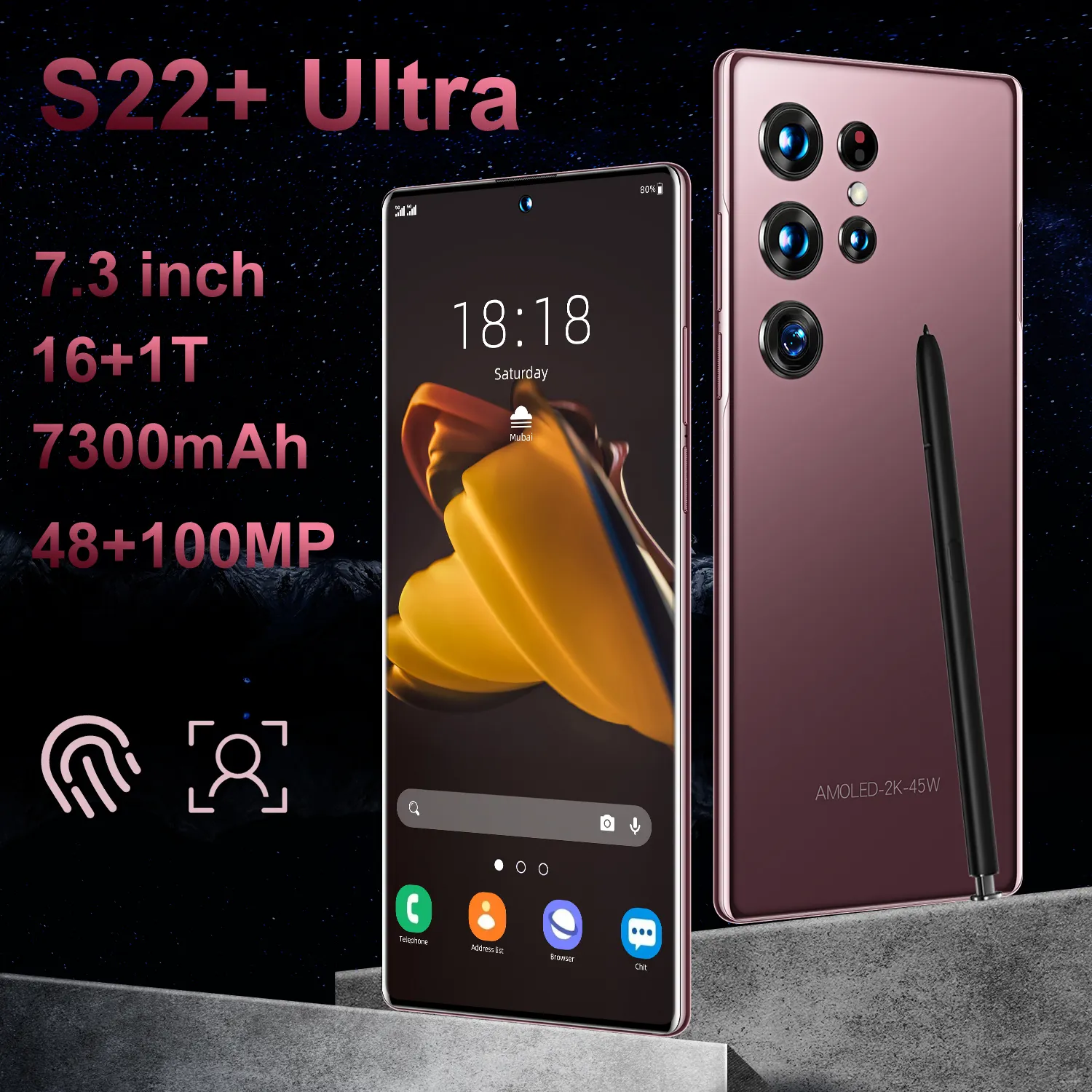 Top Grade Hot Selling S22+ 16gb+1tb 6.82 Inch Celular Network Full Display Android 12 Mobile Cell Smart Phone Android Phone 