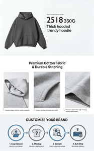 Sudadera con capucha de algodón grueso de alta calidad para hombre, unisex, extragrande, con logo personalizado, sudadera con capucha lisa. - Product Image 4