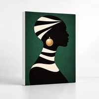 Toile encadrée avec silhouette de femme africaine vintage pour l'aménagement intérieur, la vente rapide de propriétés et l'art mural d'accentuation en gros