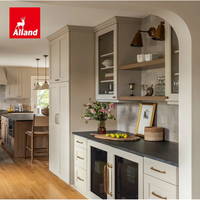 Allandcabinet Armoires de cuisine Shaker de luxe à cadre plein, en contreplaqué peint, avec portes vitrées à meneaux