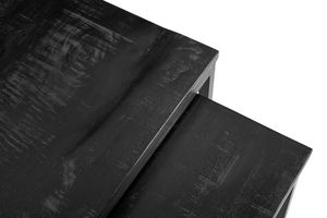 Juego de mesas de centro modernas negras de hierro/madera, juego de 2 mesas de centro cuadradas, muebles de sala de estar a precio de mayoreo. - Product Image 4