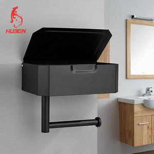 Nouveau support de papier hygiénique <span class=keywords><strong>mural</strong></span> noir en acier inoxydable avec distributeur de stockage - Product Image 2