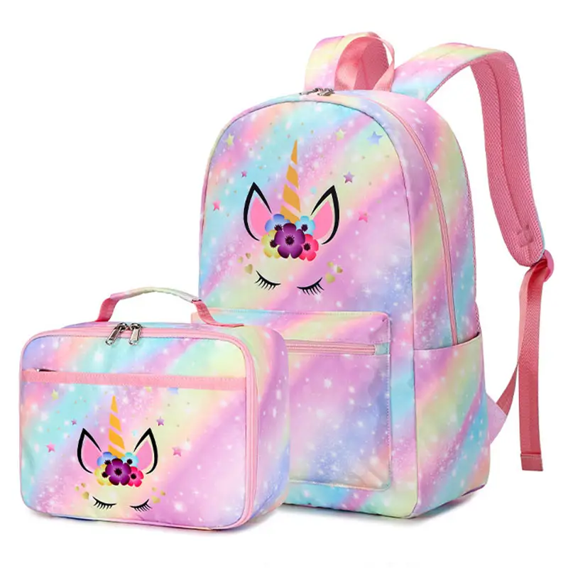 Unicorn school bag set for girls with lunch bag school backpacks stylish student backpack tie dye kids girls backpacks