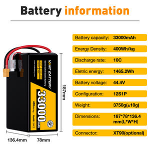 エネルギー密度<span class=keywords><strong>400wh</strong></span>/kg Lipoバッテリー44.4V 12.5/20/22/30/33/39/40Ah 12Sソリッドステート空中写真 & 工業用ドローン - Product Image 4