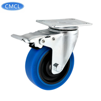 CMCL Roues pivotantes en caoutchouc TPR bleu de 4 pouces pour brouettes Roues pivotantes Roues pivotantes pour chariot Roues pivotantes