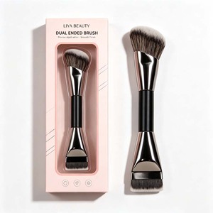 Brocha de Maquillaje Profesional de Doble Punta con Pelo Sintético y Mango de Madera para Base, Colorete y Maquillaje de Mejillas - Product Image 1